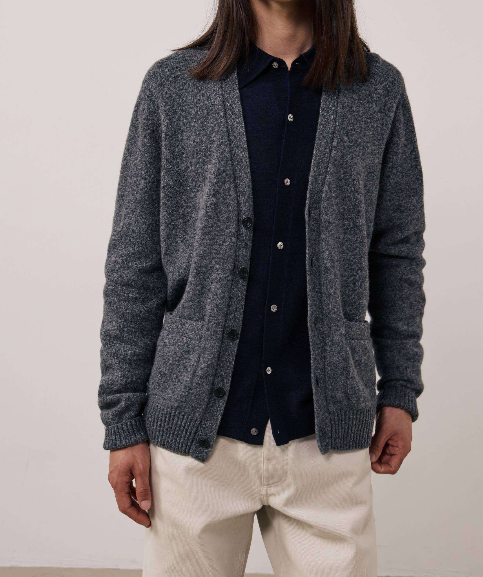 Marl Cardigan Sweater in Navy by Hartford