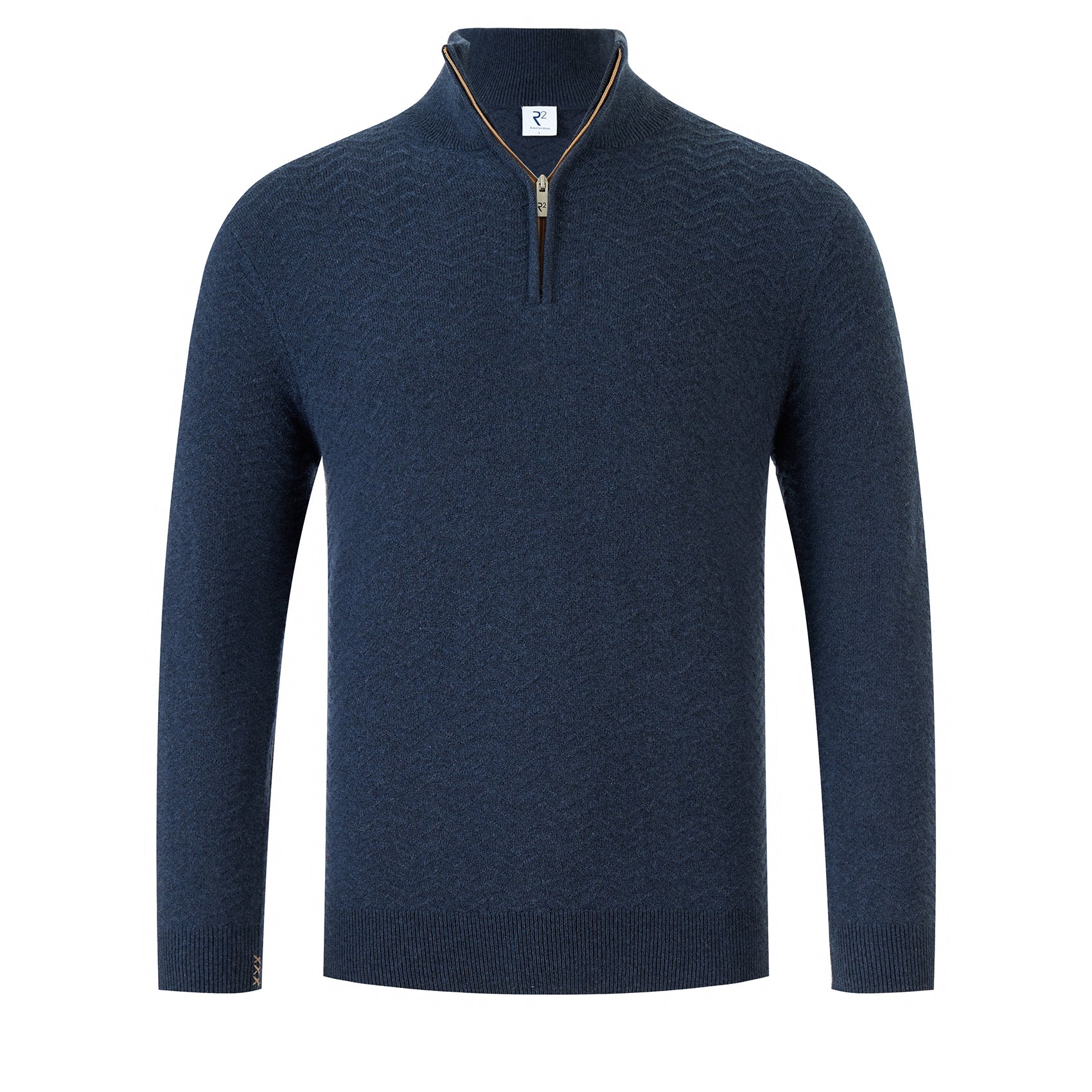 1/4 Zip Merino knit blend in blue by R2