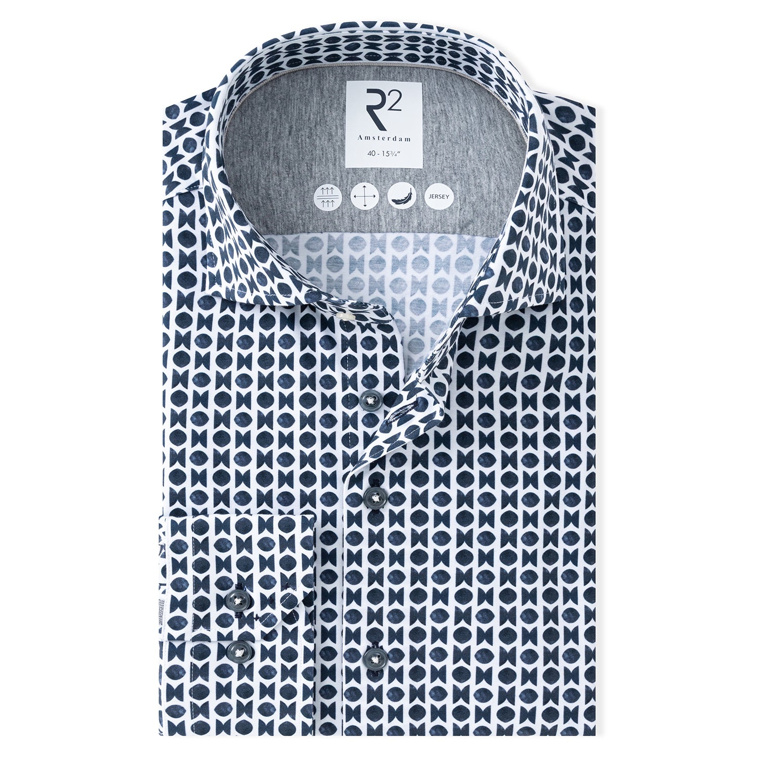 Symmetrical Jersey Shirt in Navy by R2