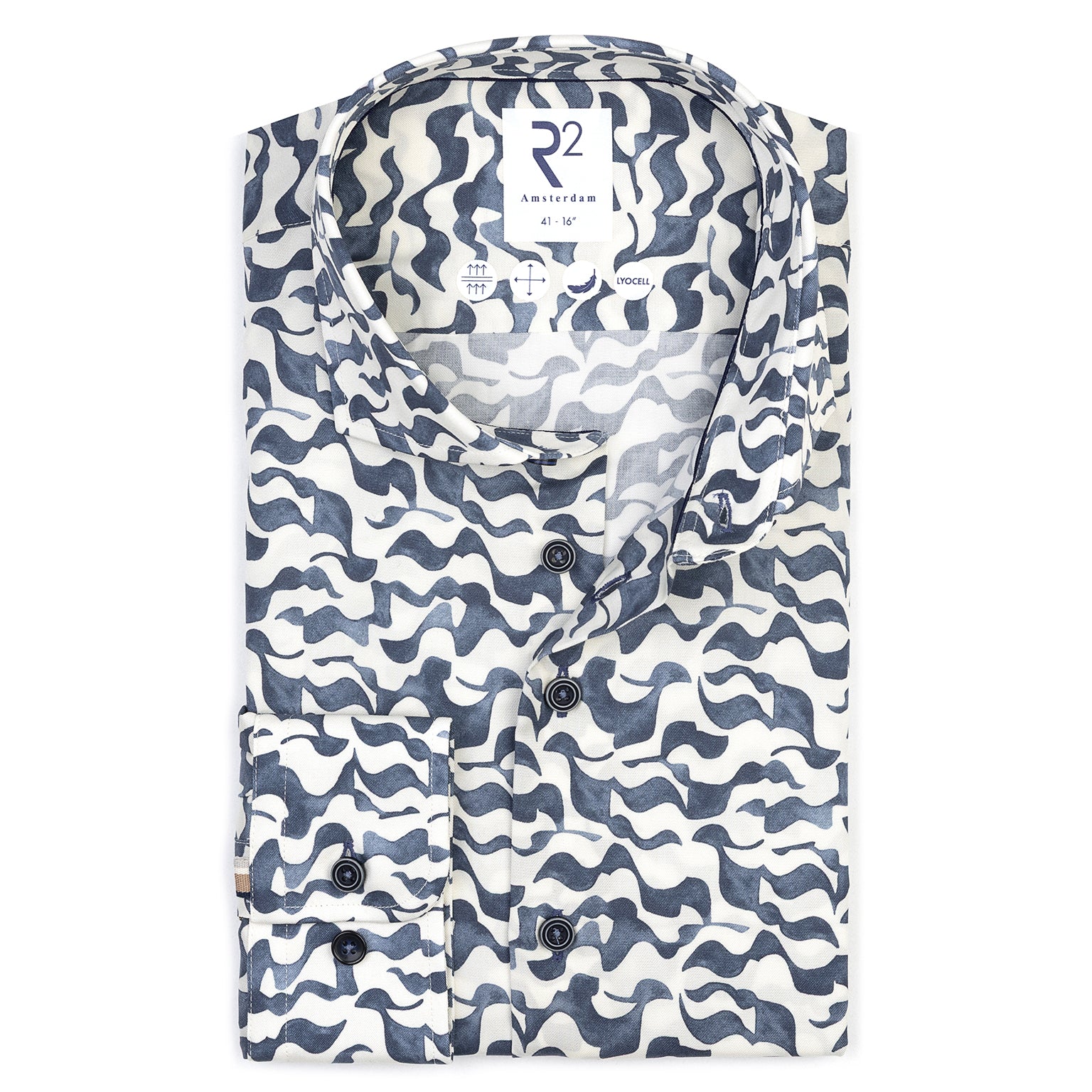 Wave Print in Cream and Blue by R2