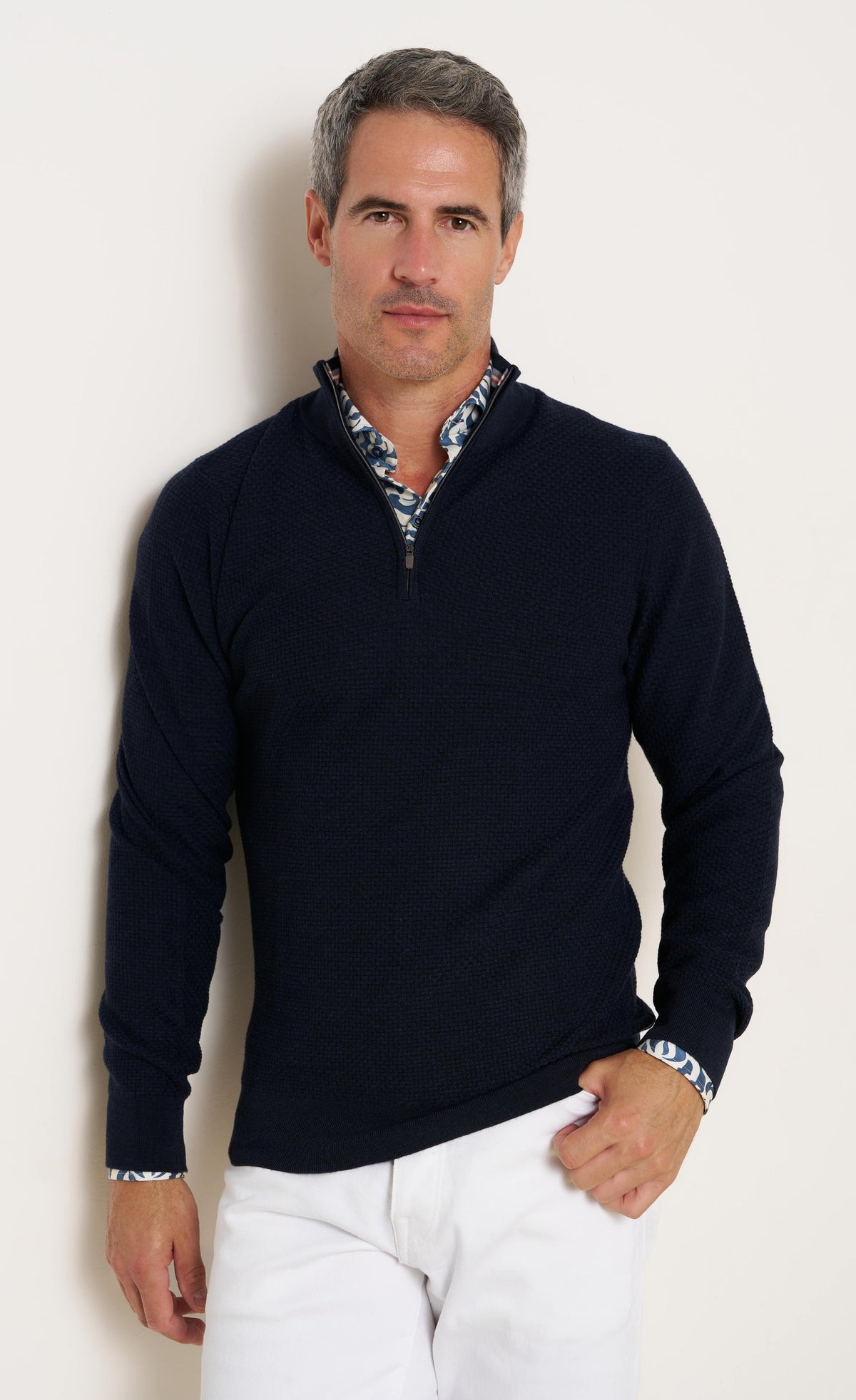 Merino 1/4 Zip in Navy by R2