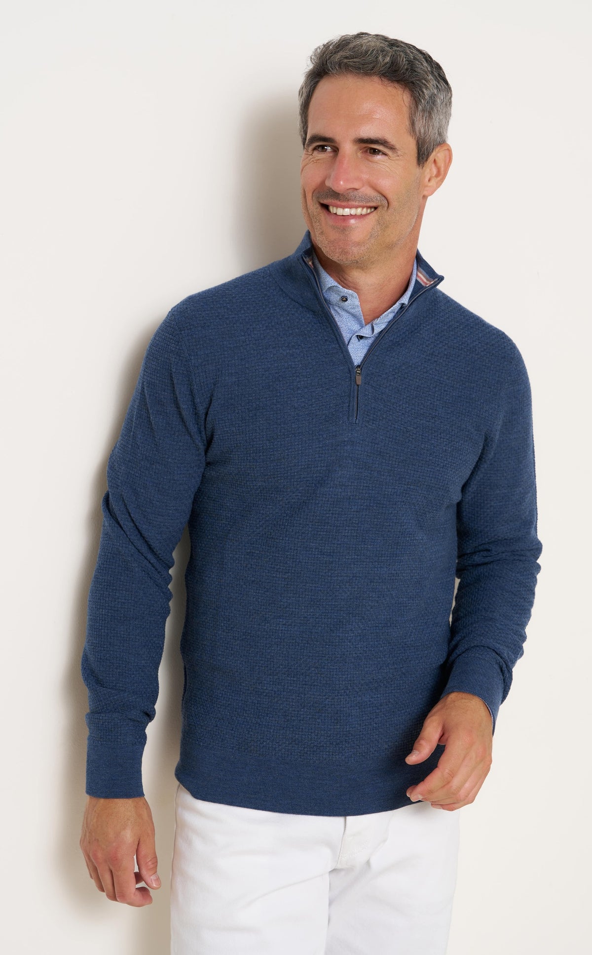 Merino 1/4 Zip in Denim Blue by R2
