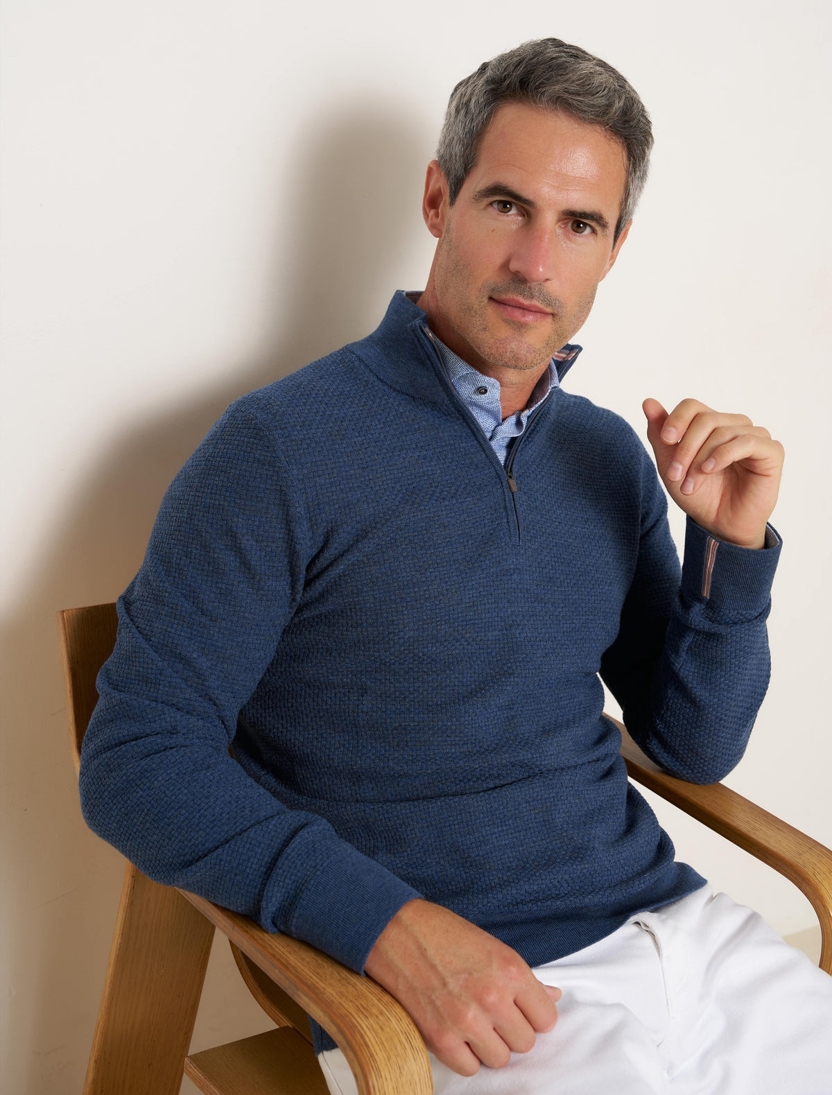 Merino 1/4 Zip in Denim Blue by R2