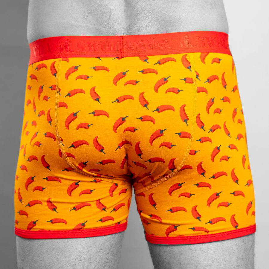 Chilli bamboo fitted boxers by Swole Panda