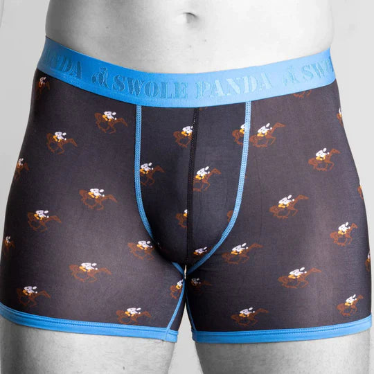 Horse and jockey bamboo fitted boxers by Swole Panda