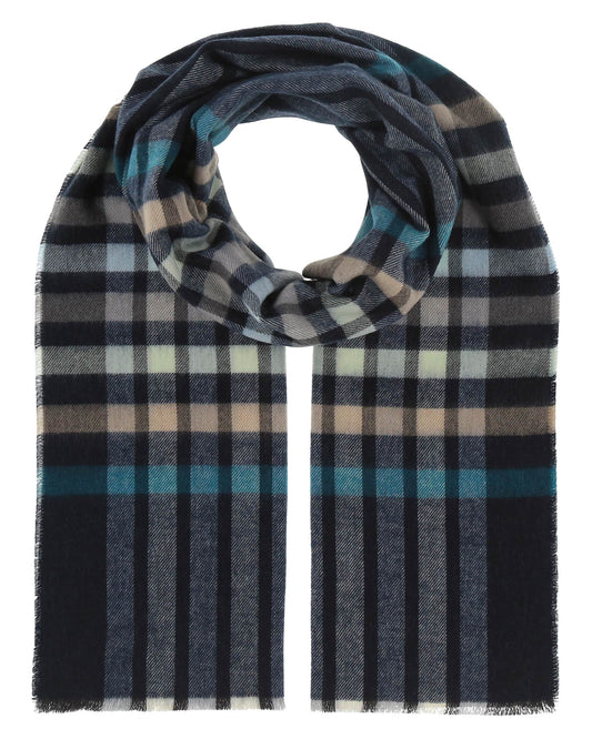 Checkered navy scarf by Fraas