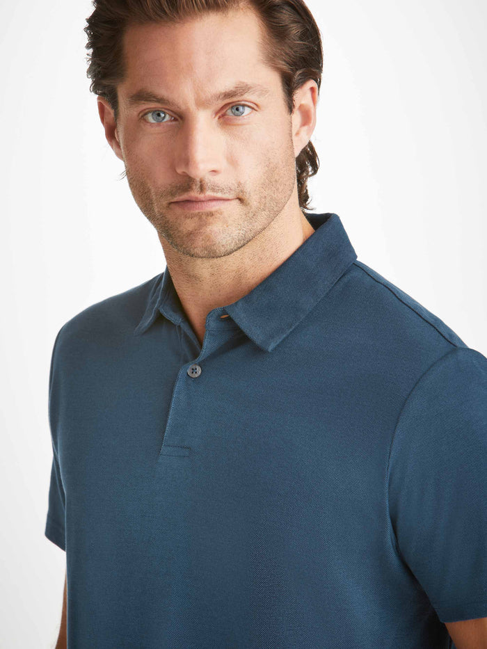 Ramsay Pique Polo in Denim blue by Derek Rose
