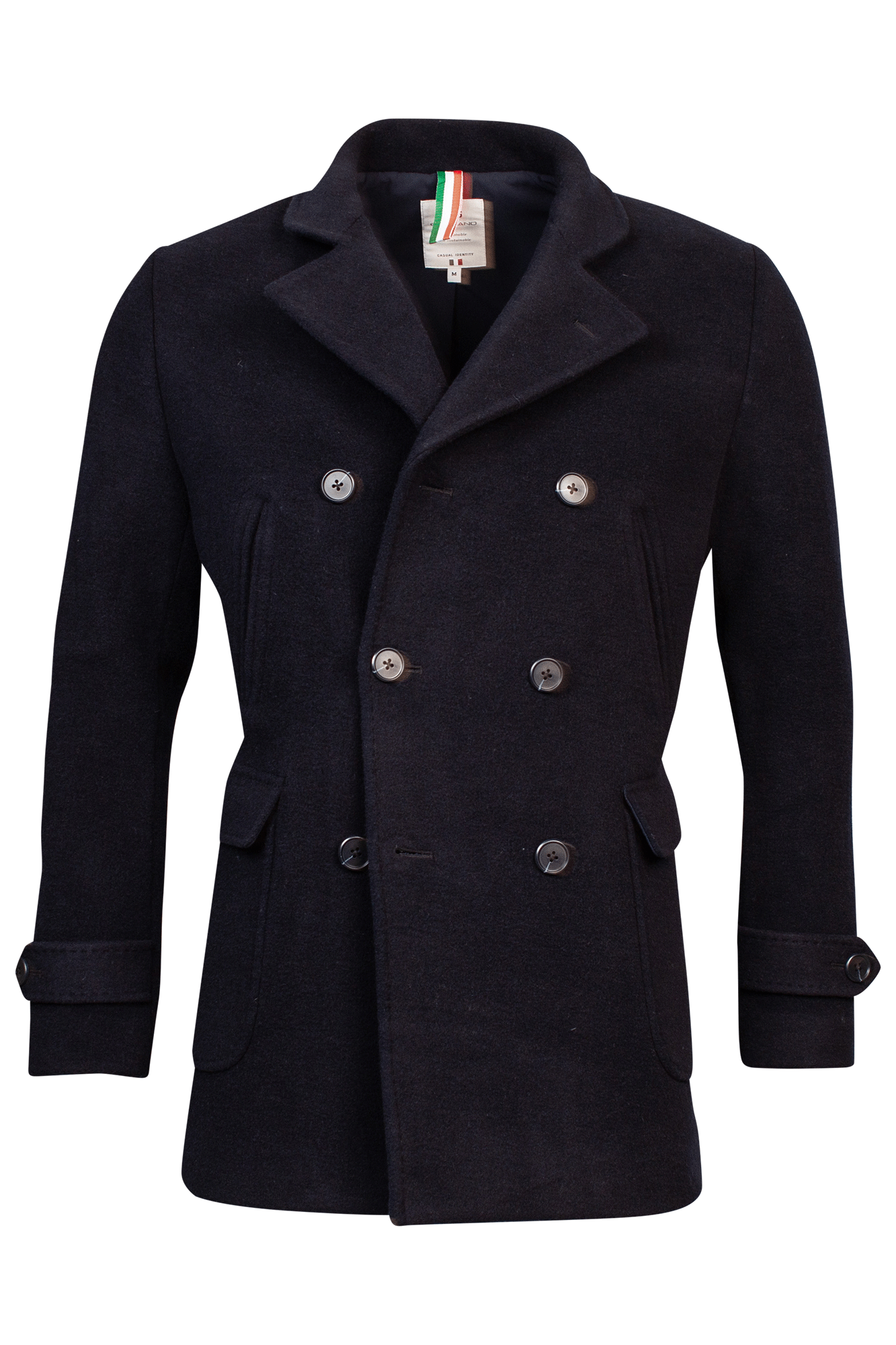 Double breasted coat in navy by Giordano