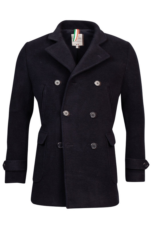 Double breasted coat in navy by Giordano