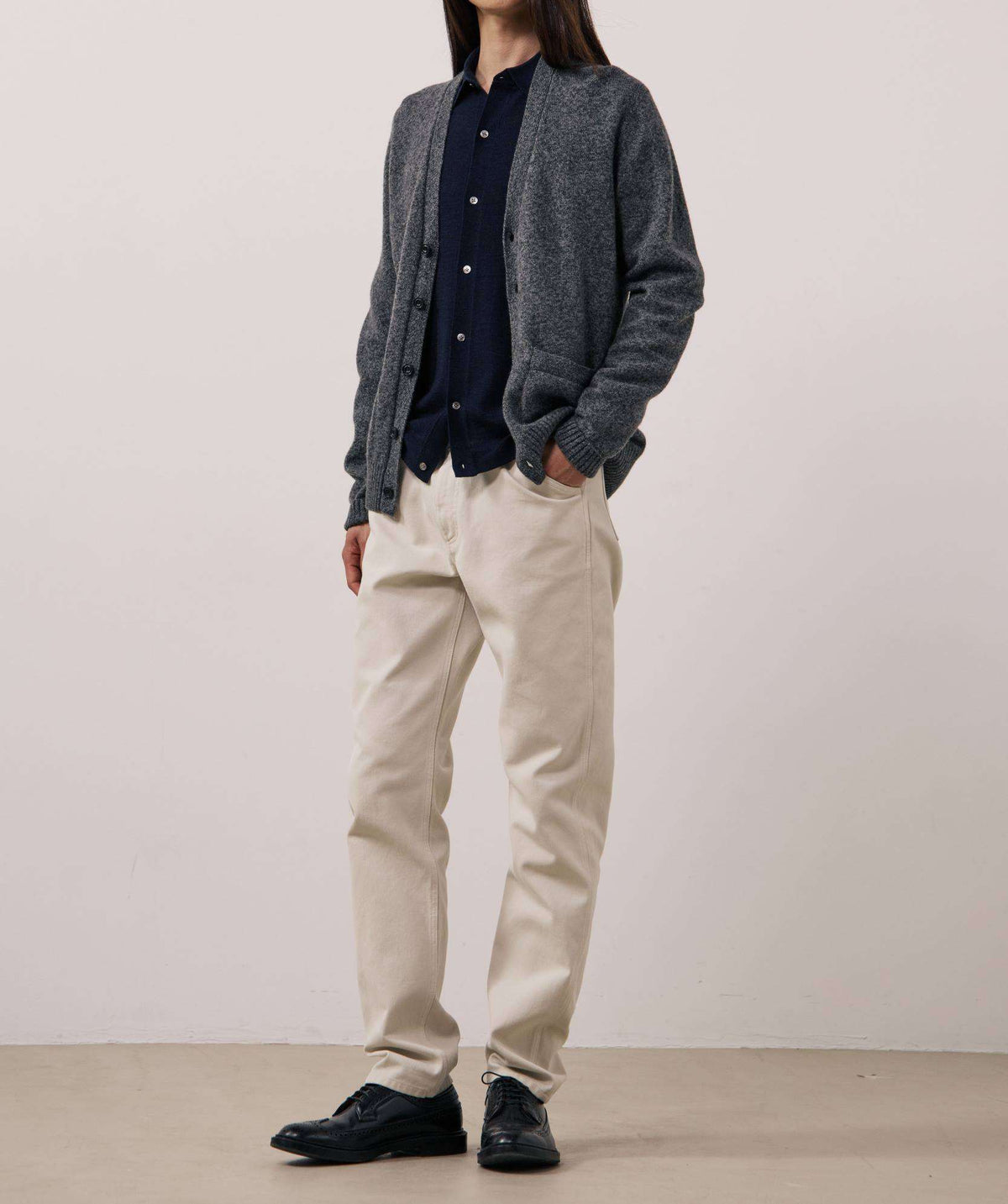 Marl Cardigan Sweater in Navy by Hartford