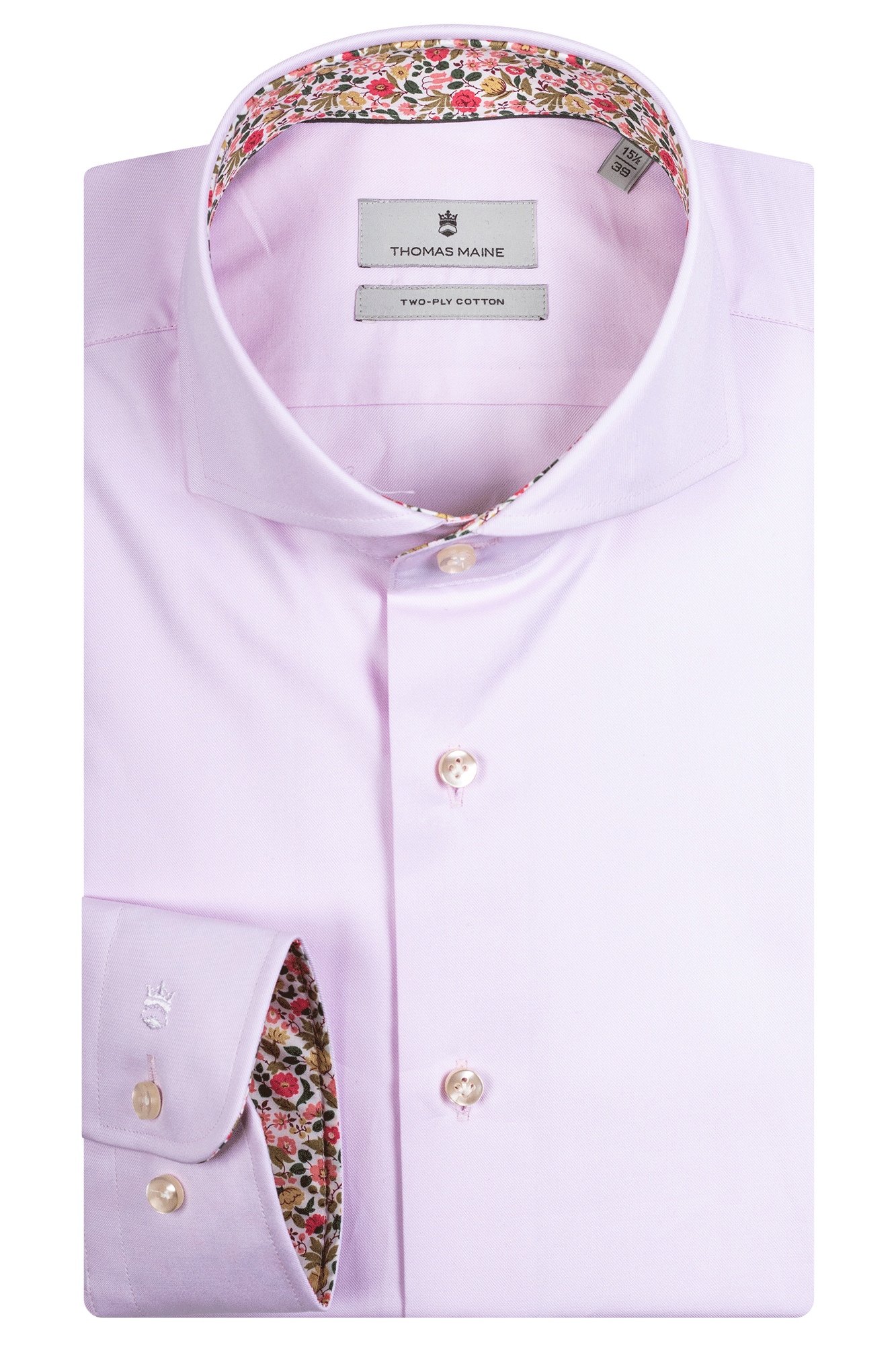 Pink Cotton with floral detail by Thomas Maine