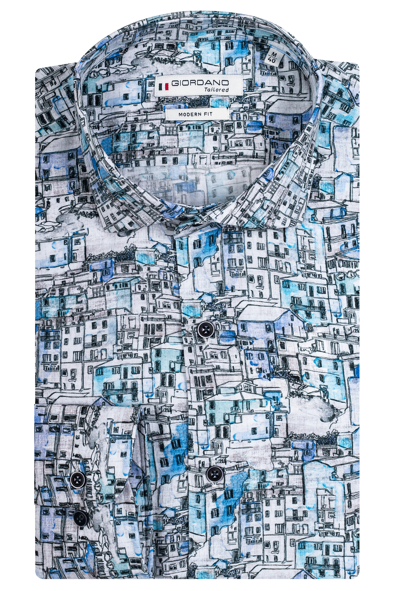 Watercolour house print in blue by Giordano