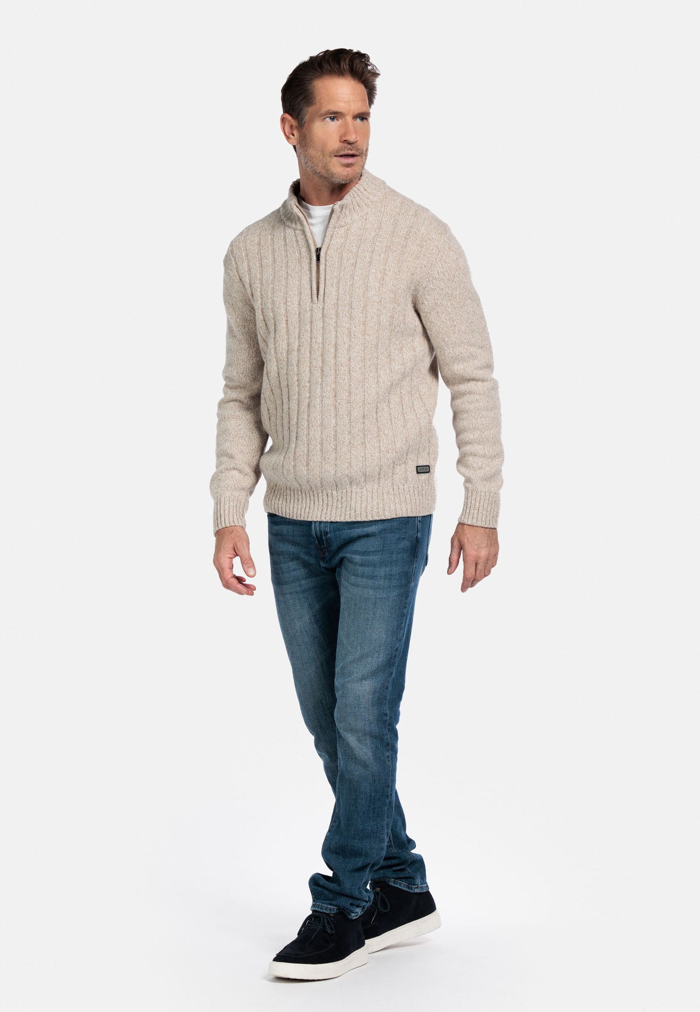 Wool 1/4 zip in Oat by Baileys