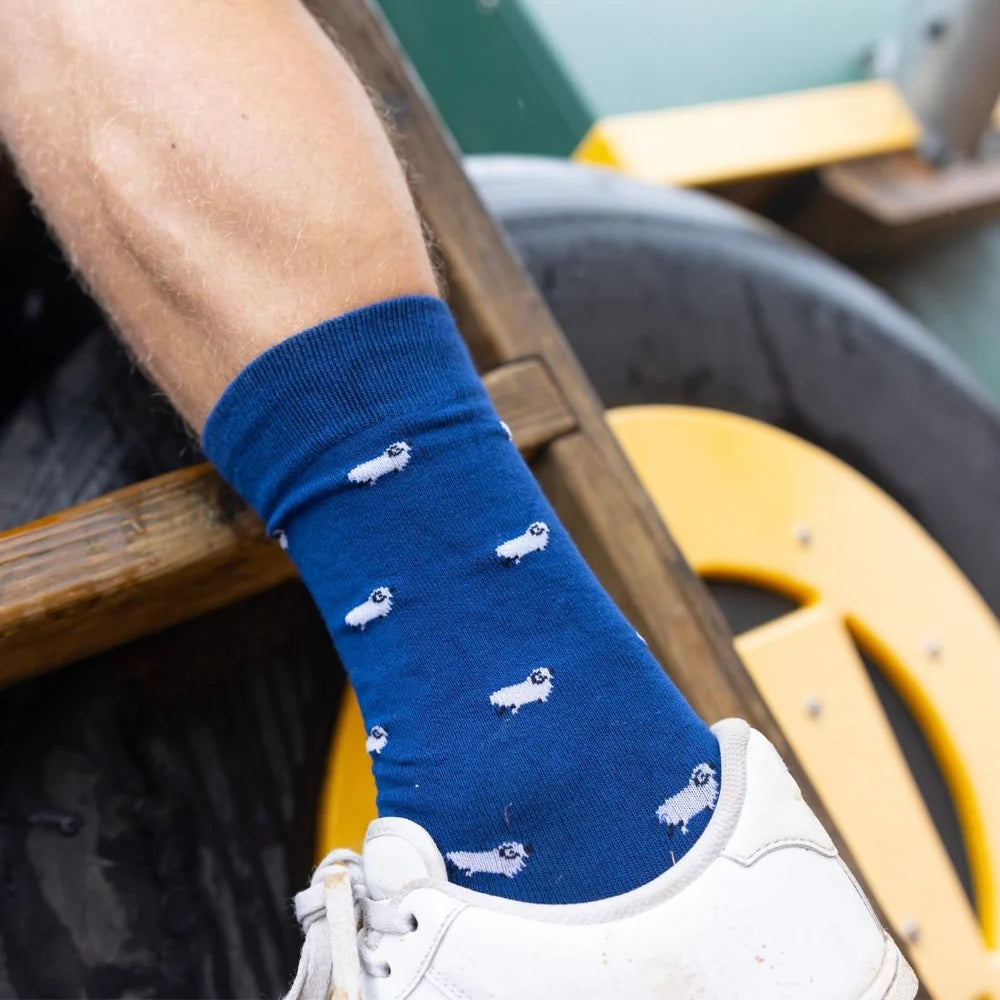 Sheep socks in blue by Swole Panda