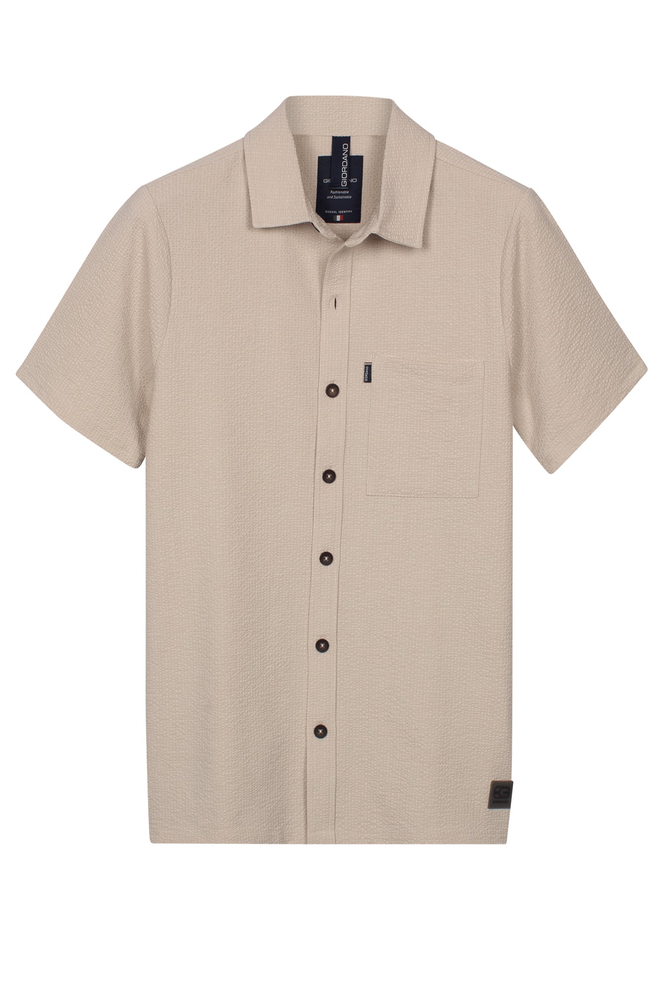 Seersucker in Oyster Grey by Giordano