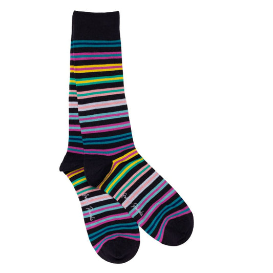 Navy and multicolour stripe socks by Swole Panda