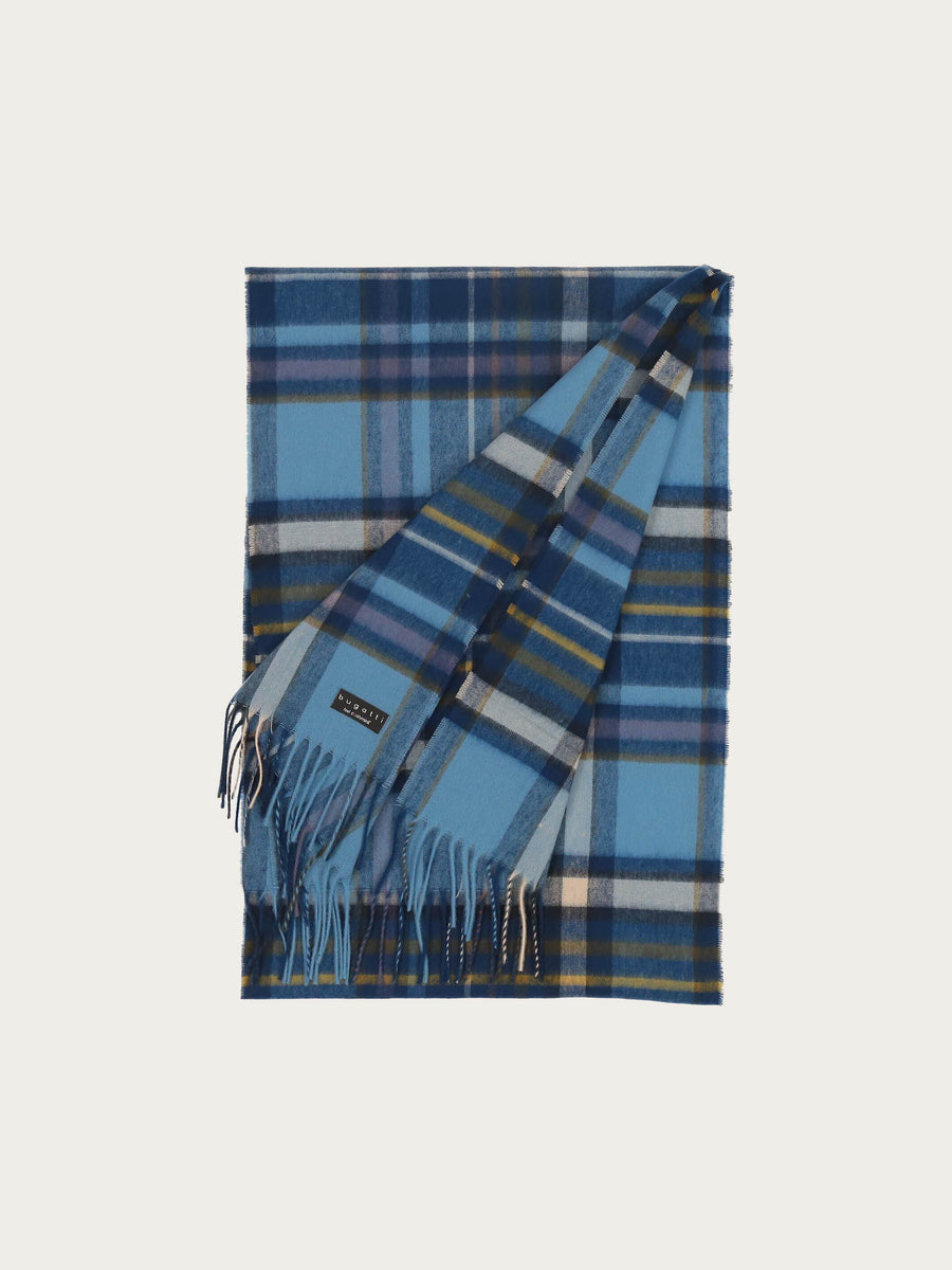 Blue and yellow cashmink scarf by Bugatti