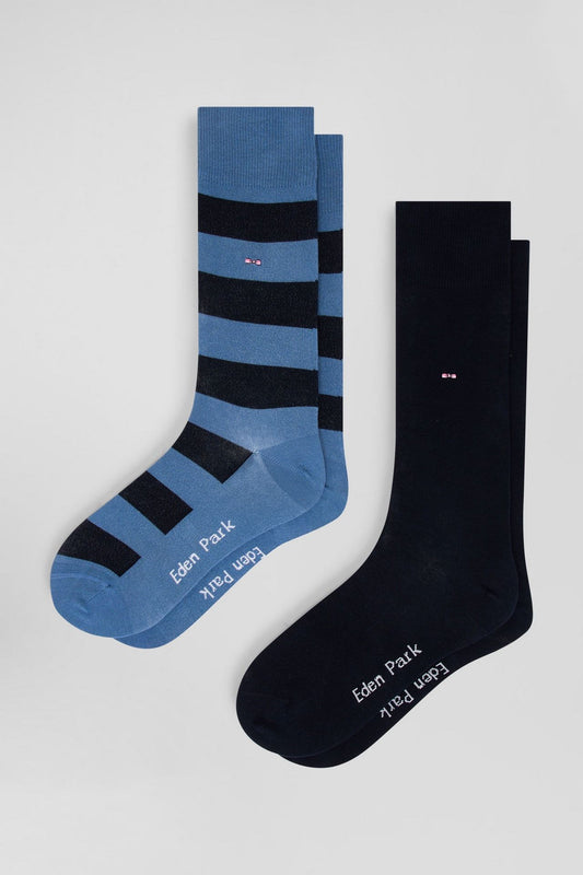 2 pack of stripey socks in blue and navy by Eden Park