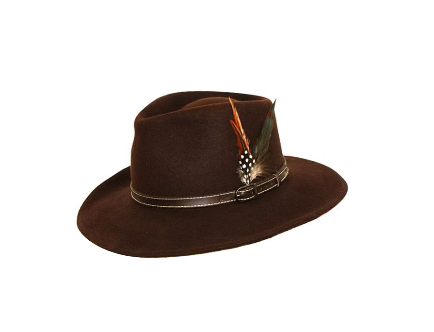 Crushable Wool with Feather in Dark Brown by Dentons