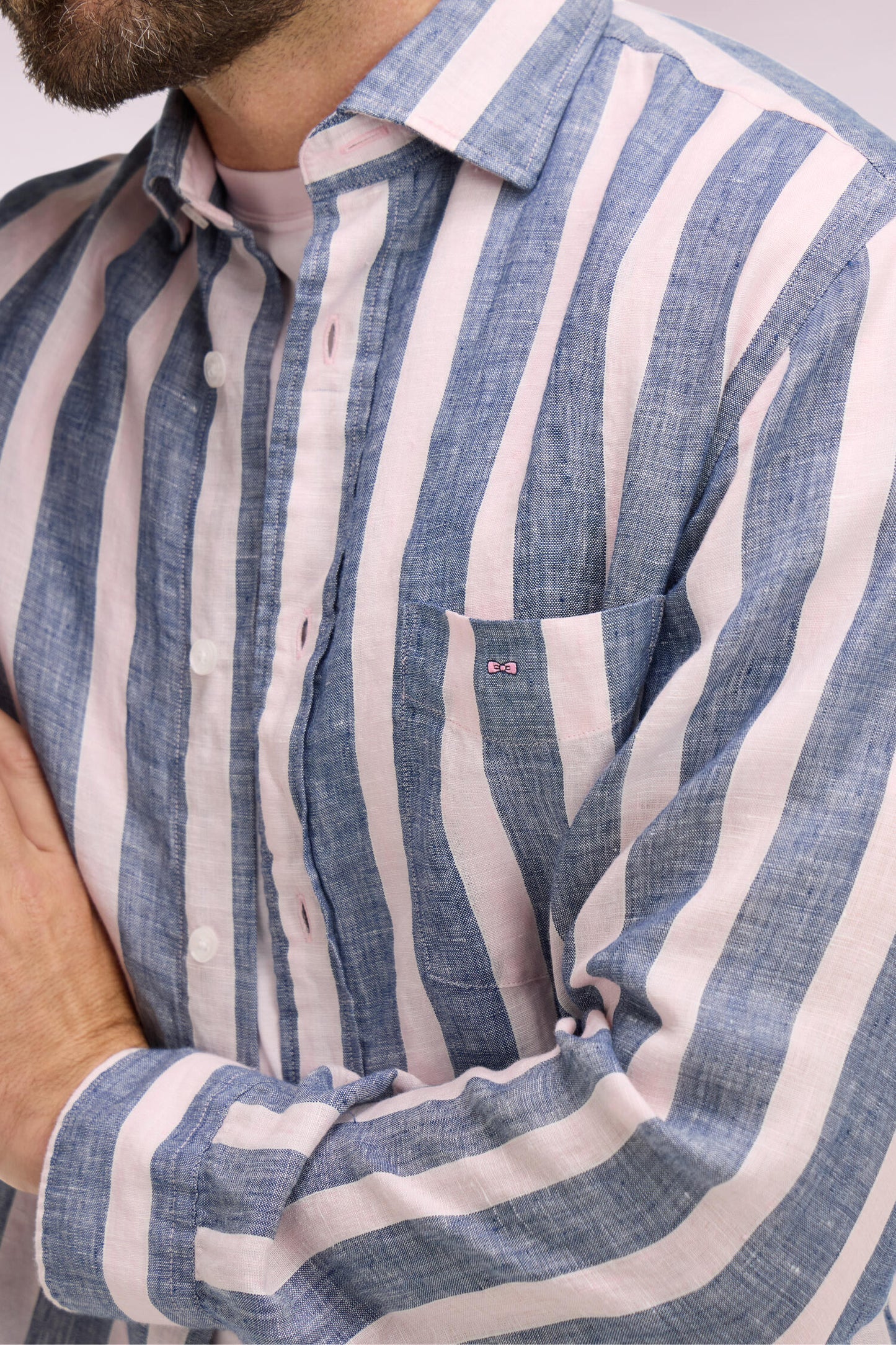 Linen Stripe in Pink and Blue by Eden Park