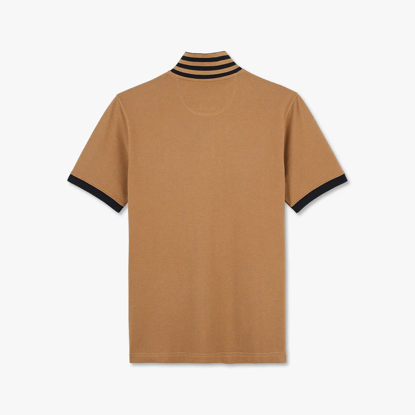 Slim fit polo in camel and navy by Eden Park