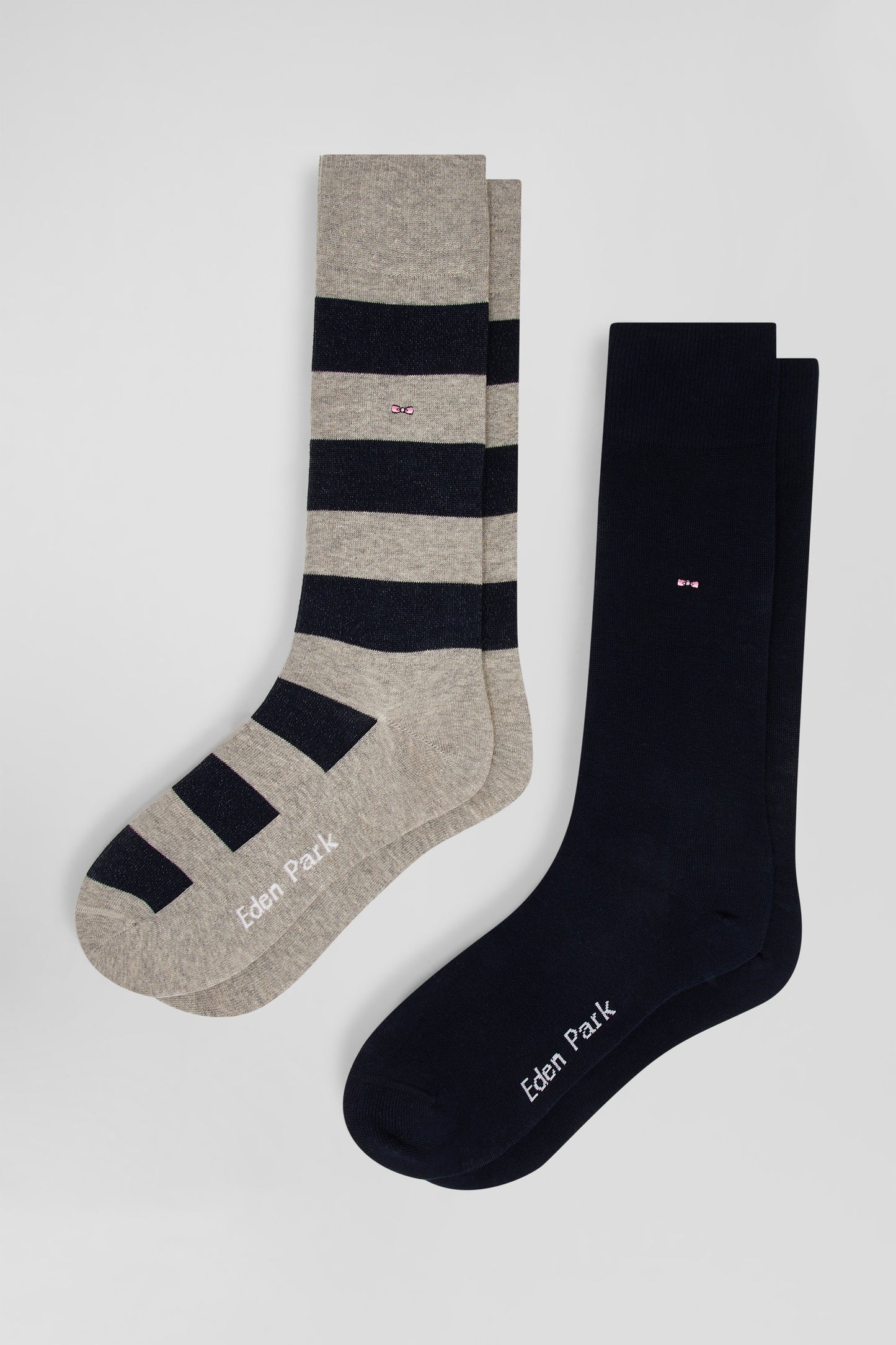 2 pack of stripey socks in grey and navy by Eden Park