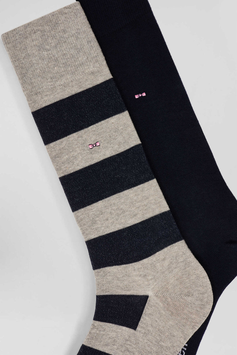 2 pack of stripey socks in grey and navy by Eden Park