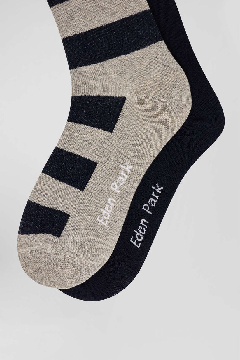 2 pack of stripey socks in grey and navy by Eden Park