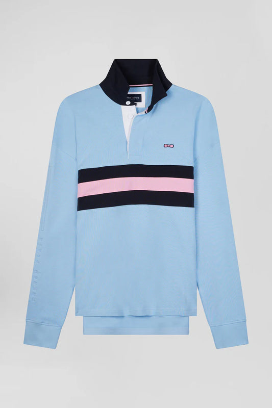 Blue and pink rugby shirt by Eden Park