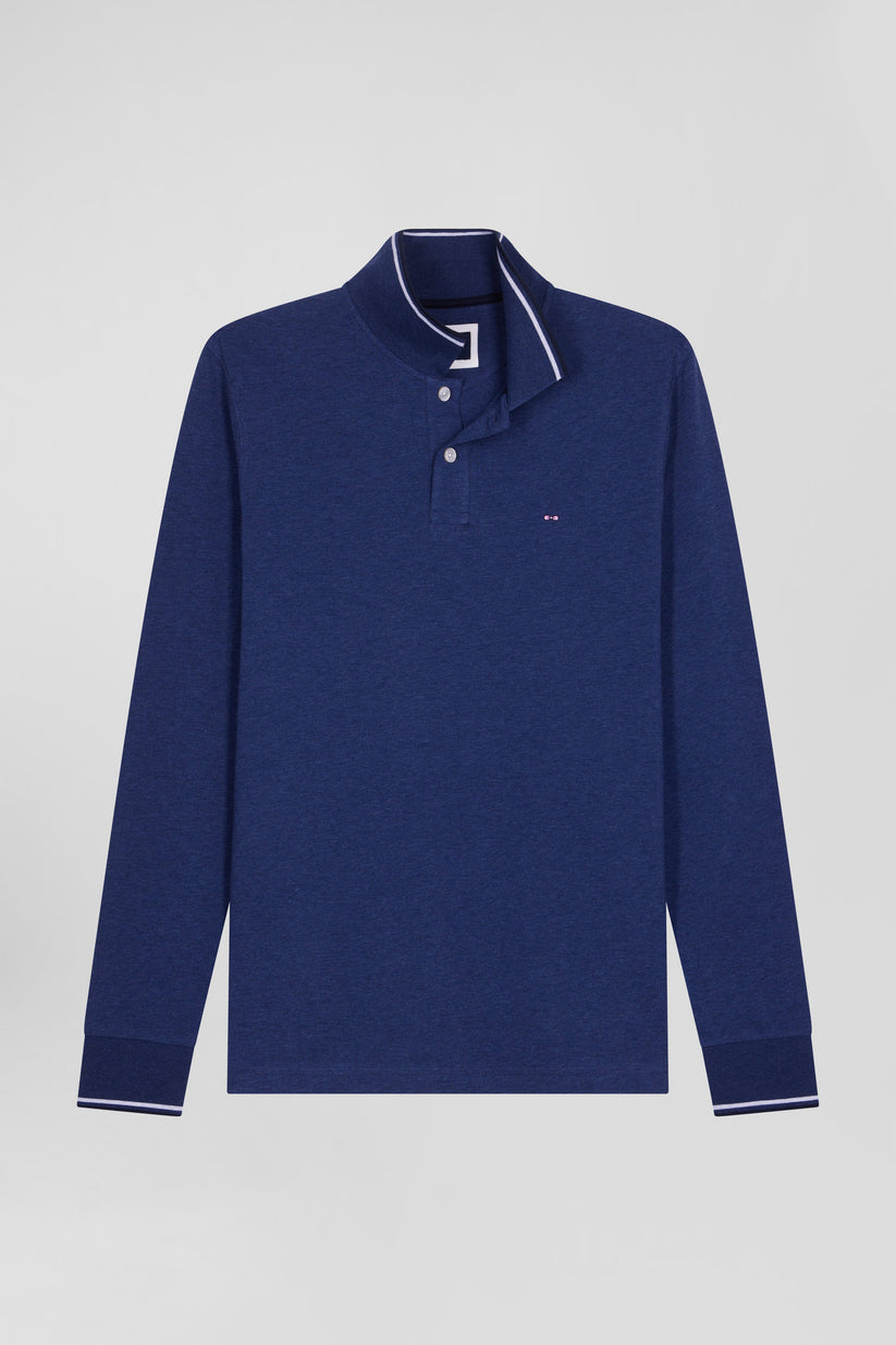 Slim fit blue long sleeve stretch polo by Eden Park