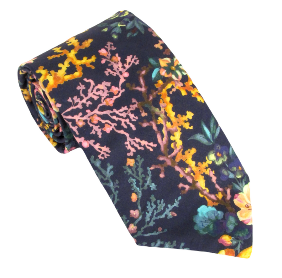 Coral Meadow Liberty fabric tie by Van Buck