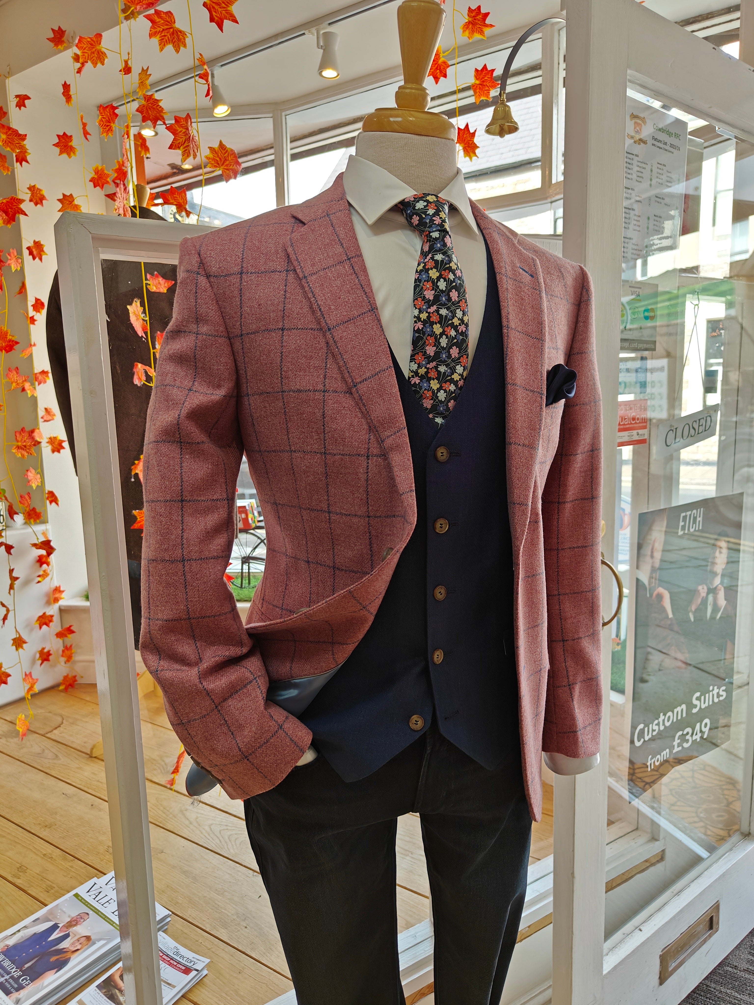 Strawberry pink and blue check by Mazzelli