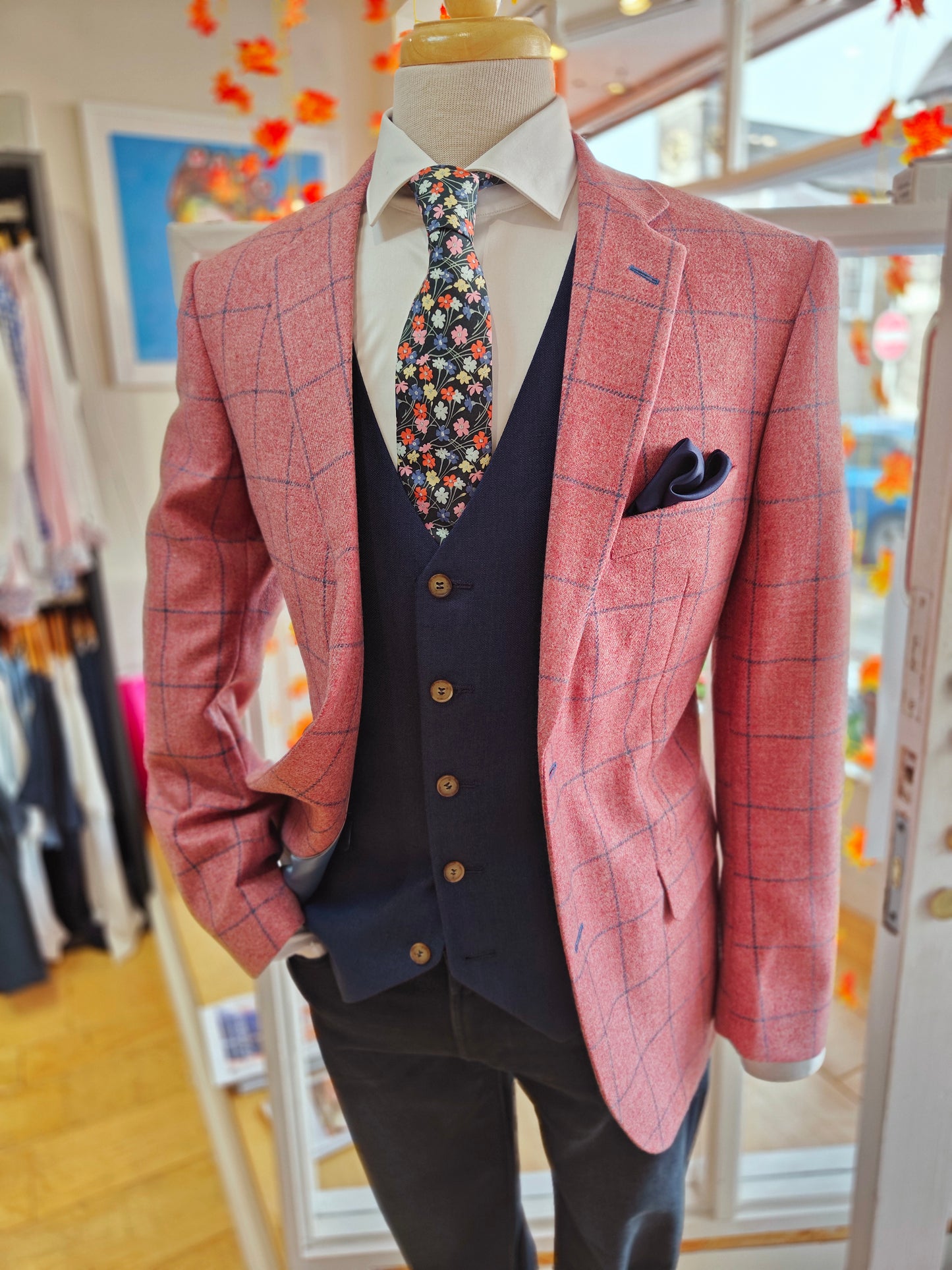 Strawberry pink and blue check by Mazzelli