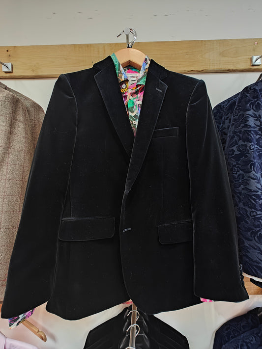 Italian Cotton velvet jacket in black by Mazzelli
