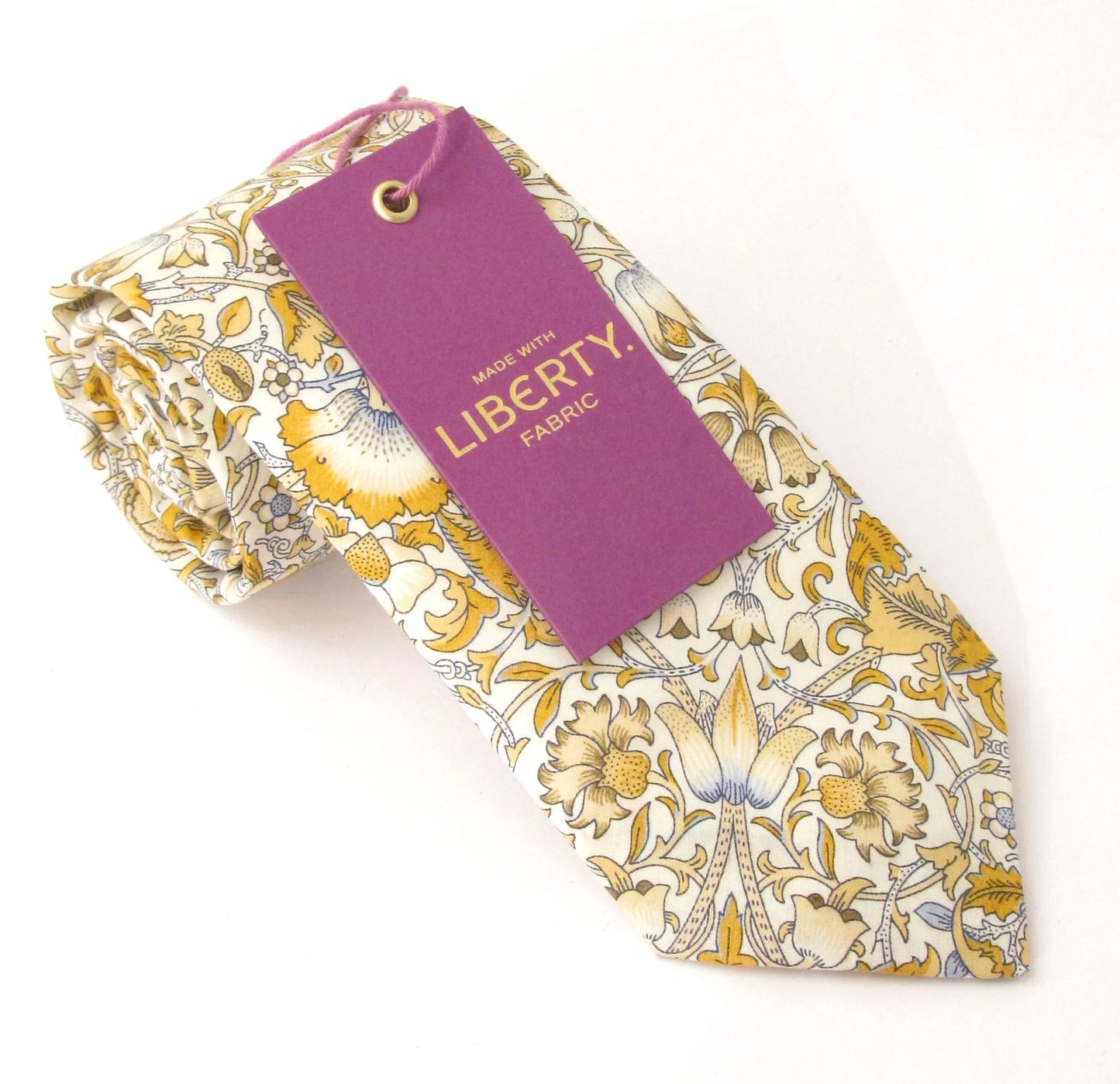 Lodden Old Gold Liberty fabric tie by Van Buck