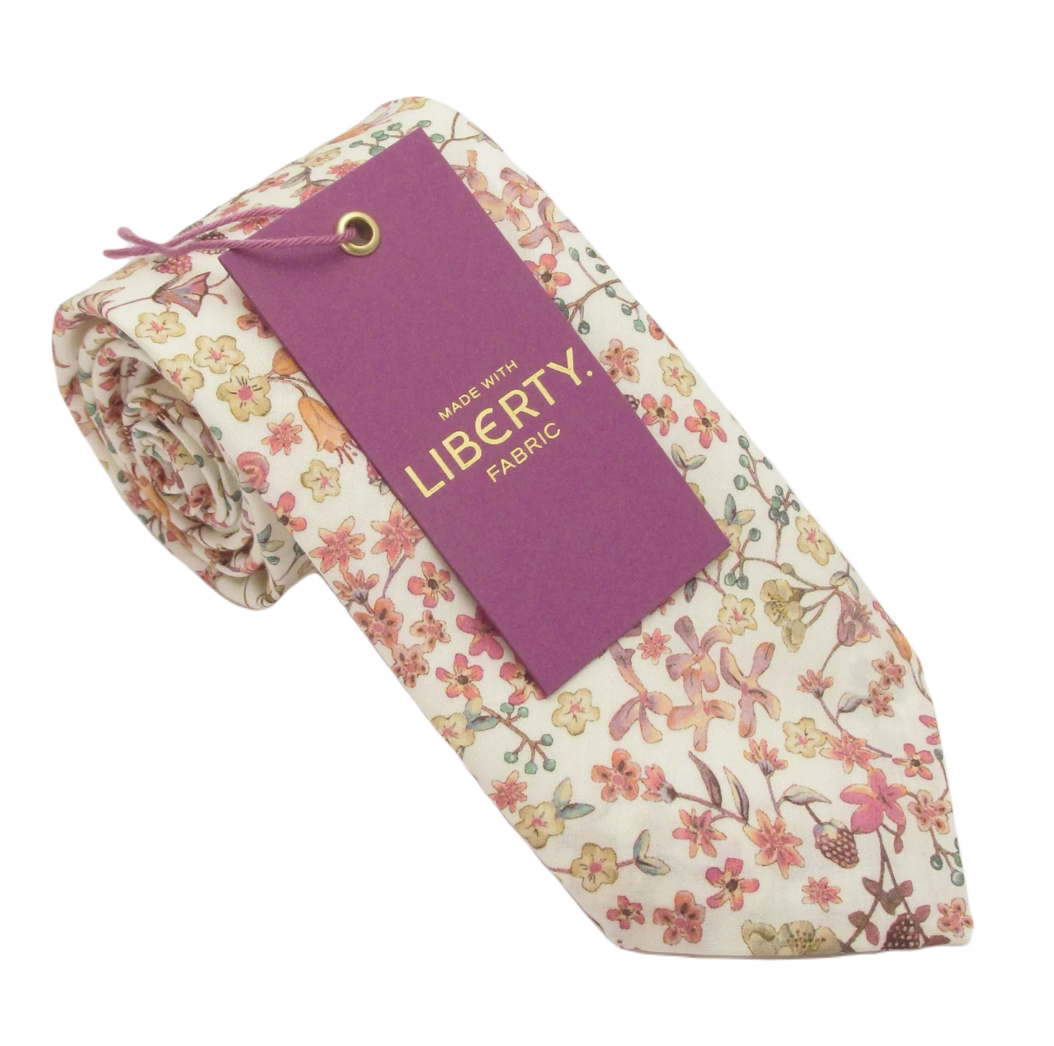 Donna Leigh in Pink Liberty fabric tie by Van Buck