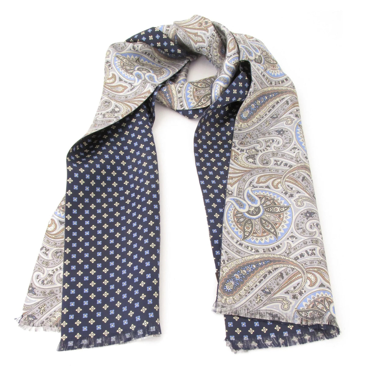 Reversible Silk Scarf in Blues by Van Buck