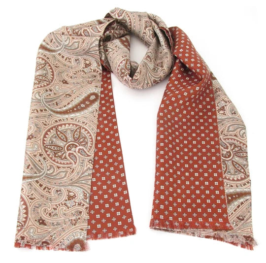 Reversible Silk Scarf in Wine by Van Buck