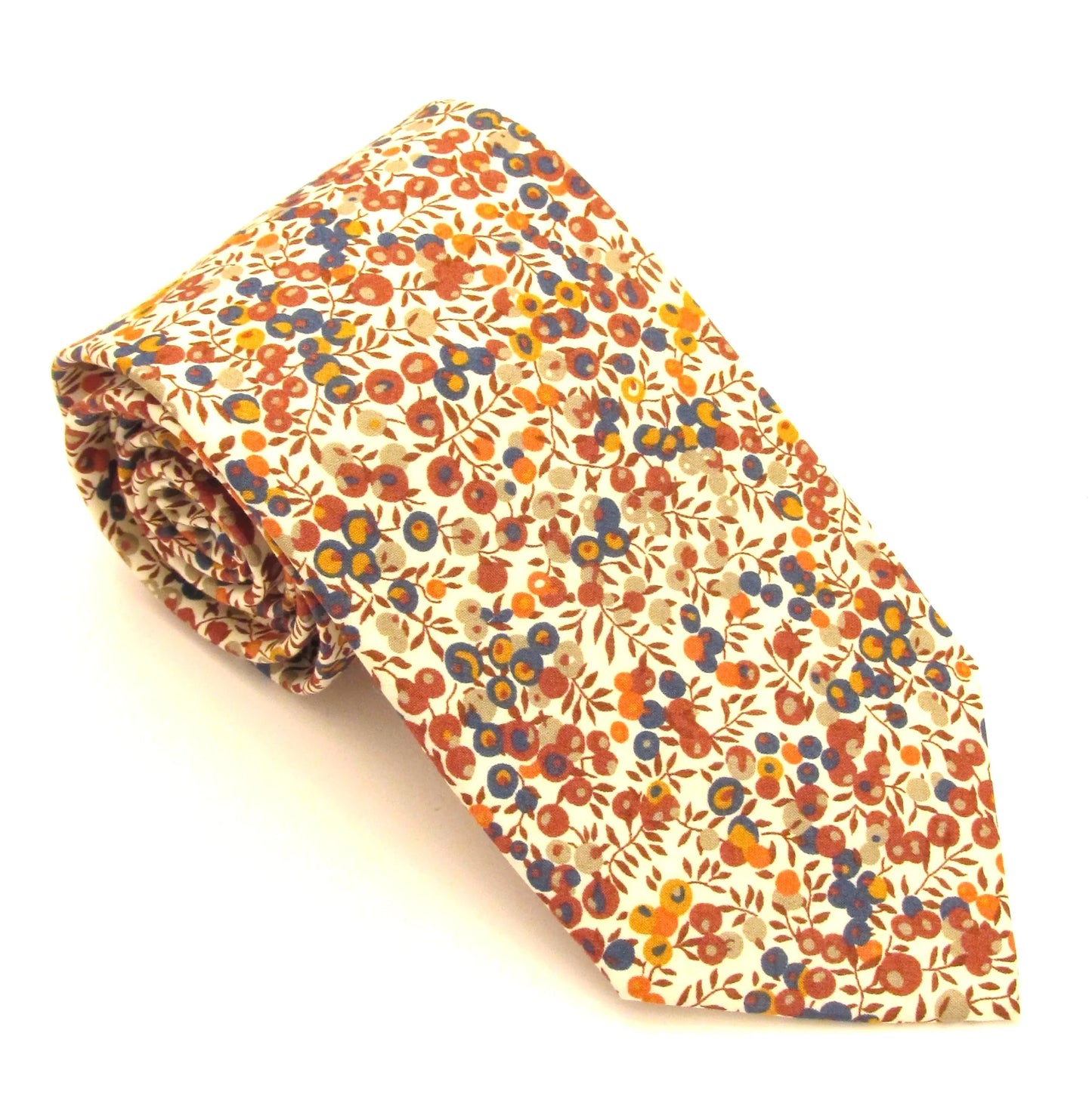 Wiltshire Bud in orange Liberty fabric tie by Van Buck