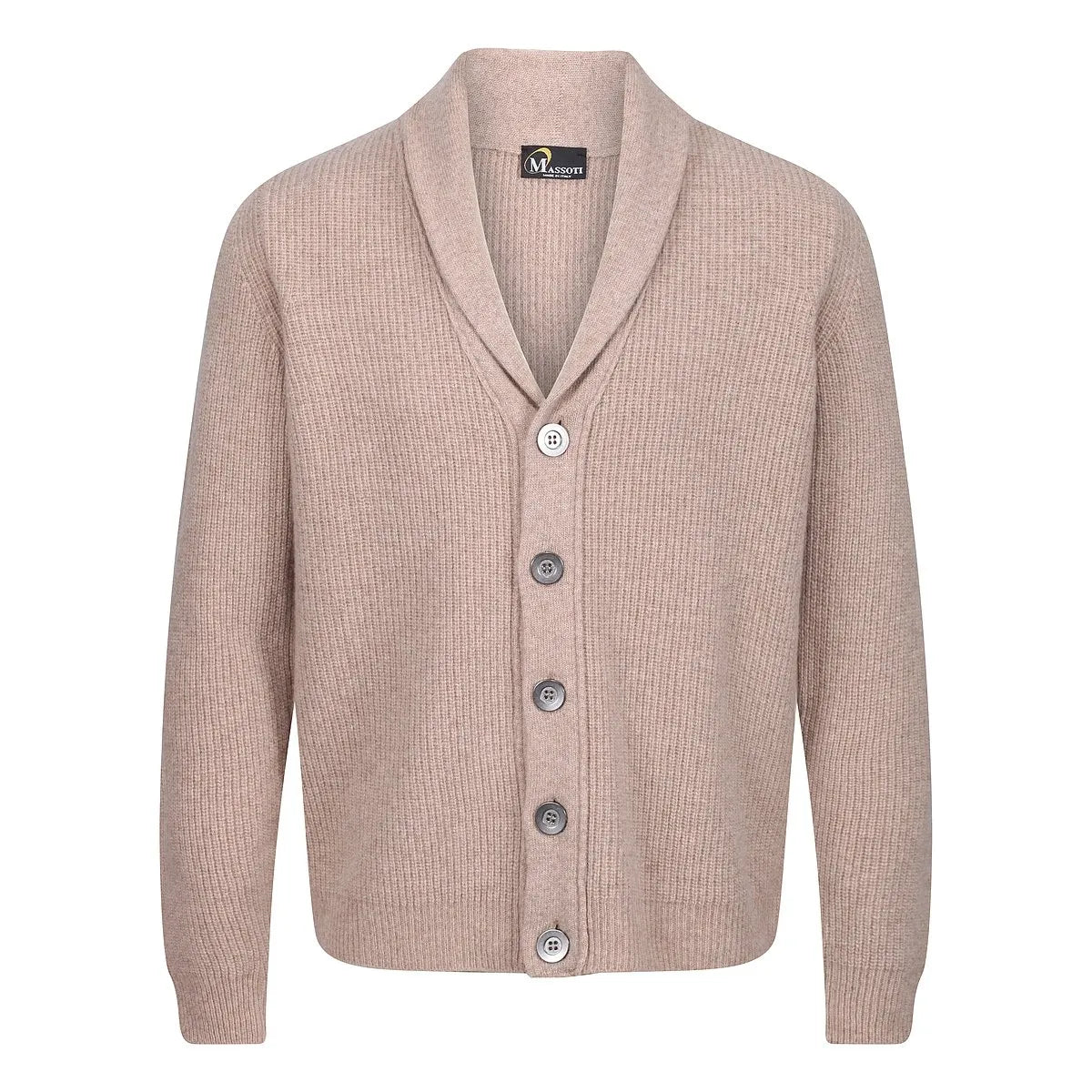 Shawl Collar Lambswool Cardigan in Oat by Massoti