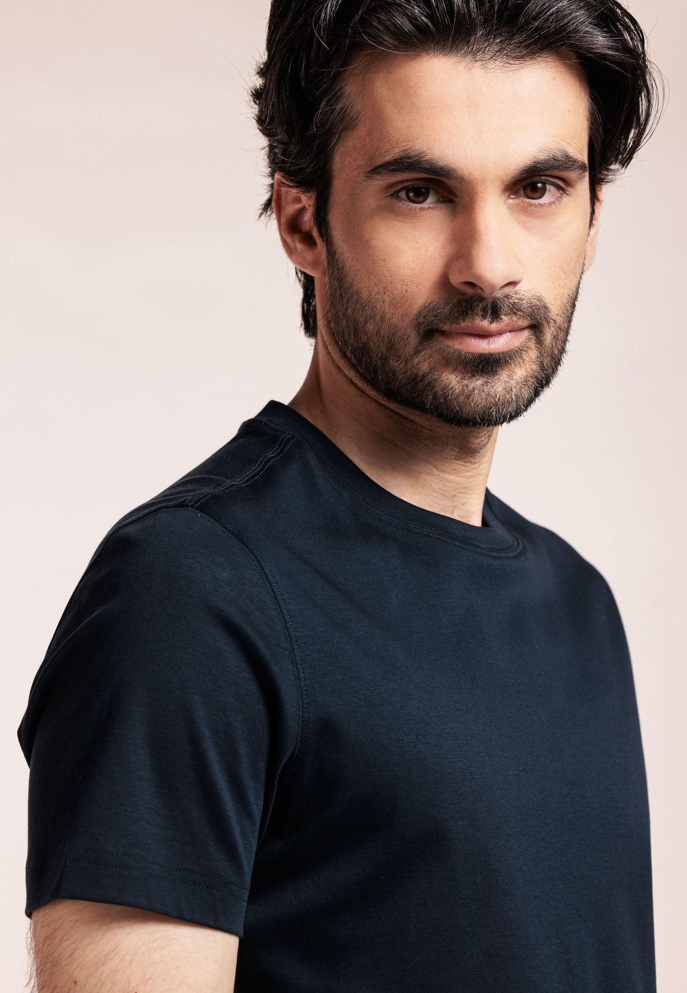 Liquid Cotton t-shirt in Navy by Thomas Maine