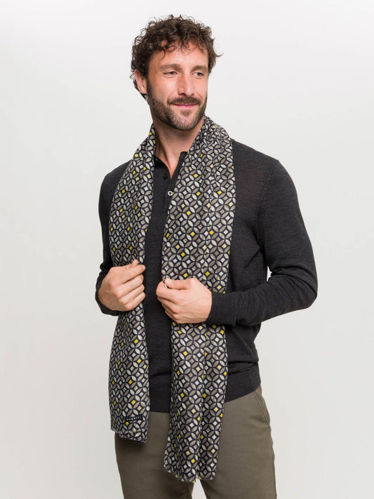 Khaki and Yellow supple scarf by Bugatti