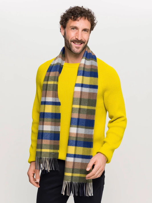 Yellow, blue, green and grey scarf by Bugatti