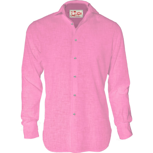 Bubblegum pink linen shirt by MC2 Saint Barth