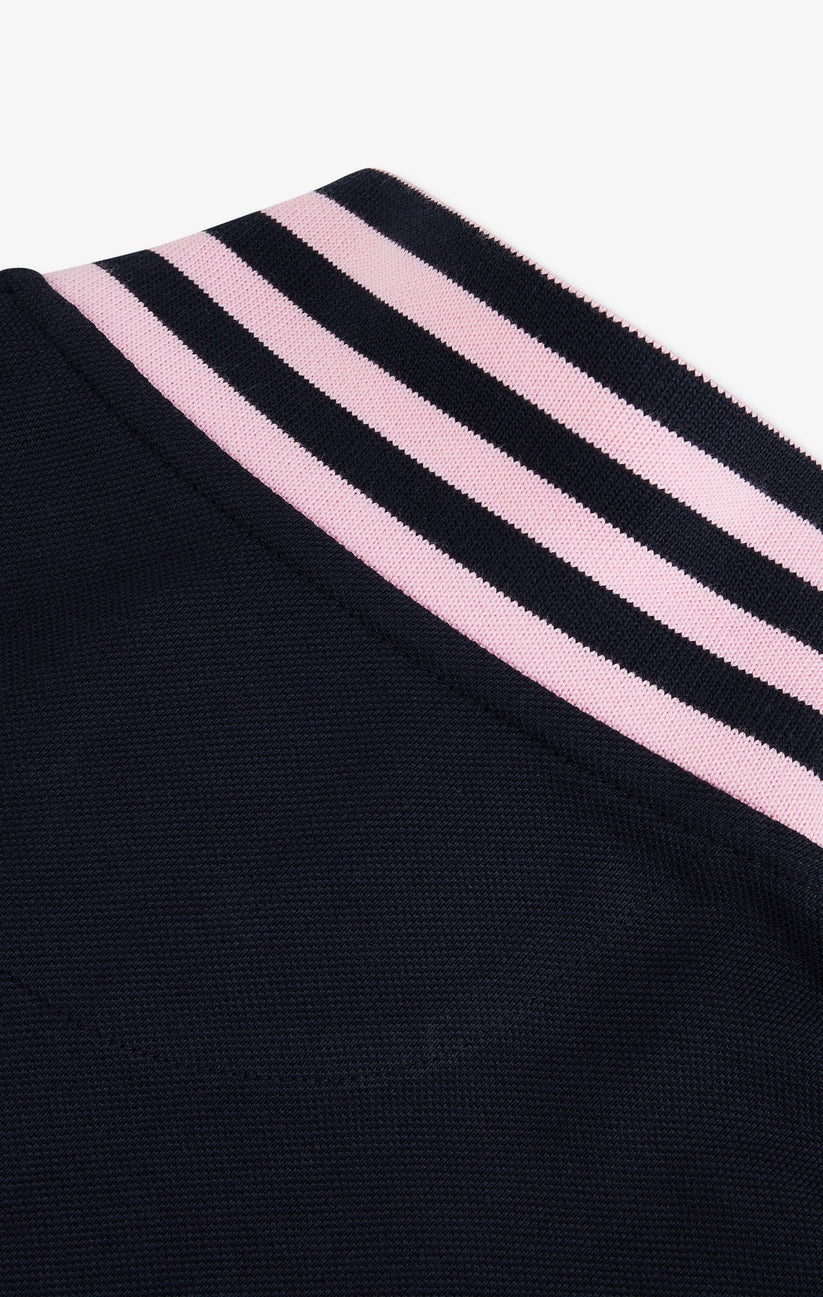 Long sleeve navy polo with pink detailing by Eden Park