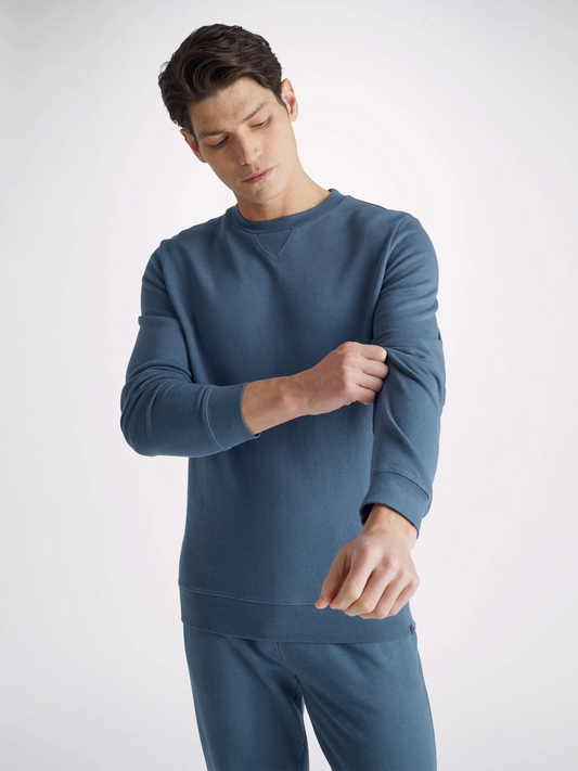 Quinn Cotton Modal Sweatshirt in Denim by Derek Rose