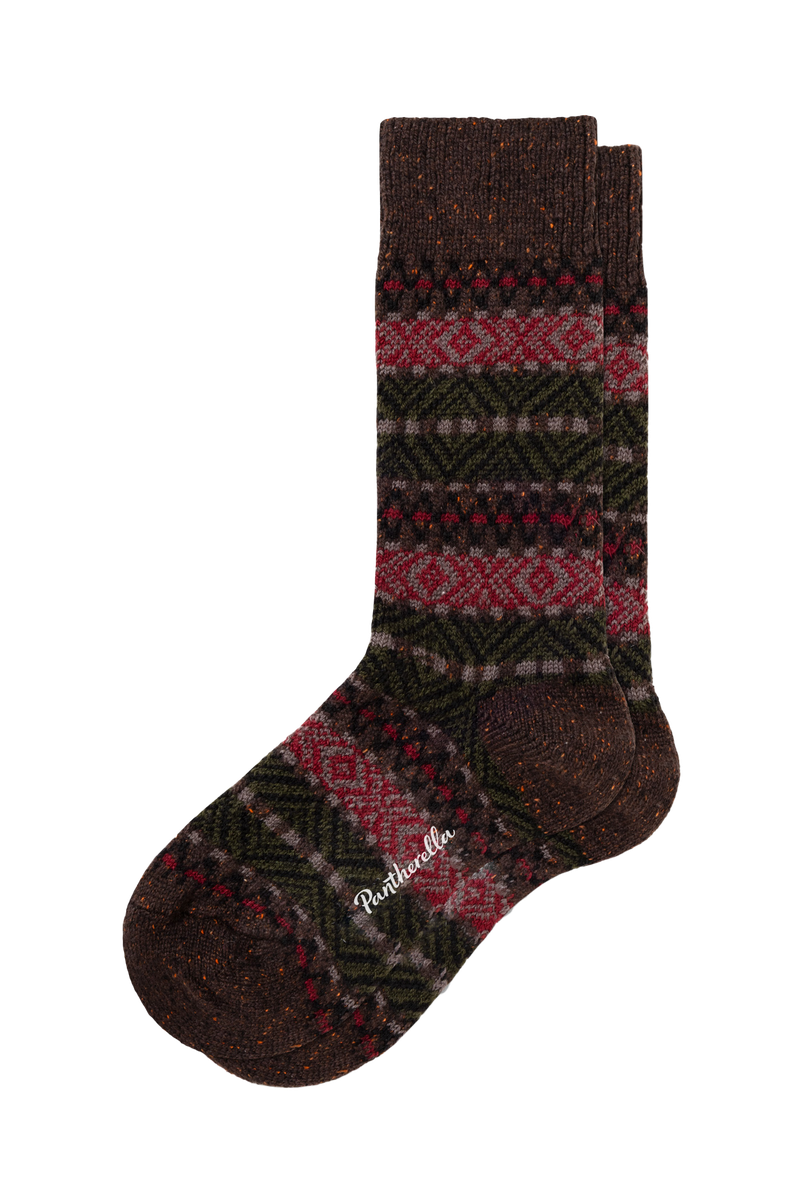 Beck in Dark Brown Fleck and Wine by Pantherella