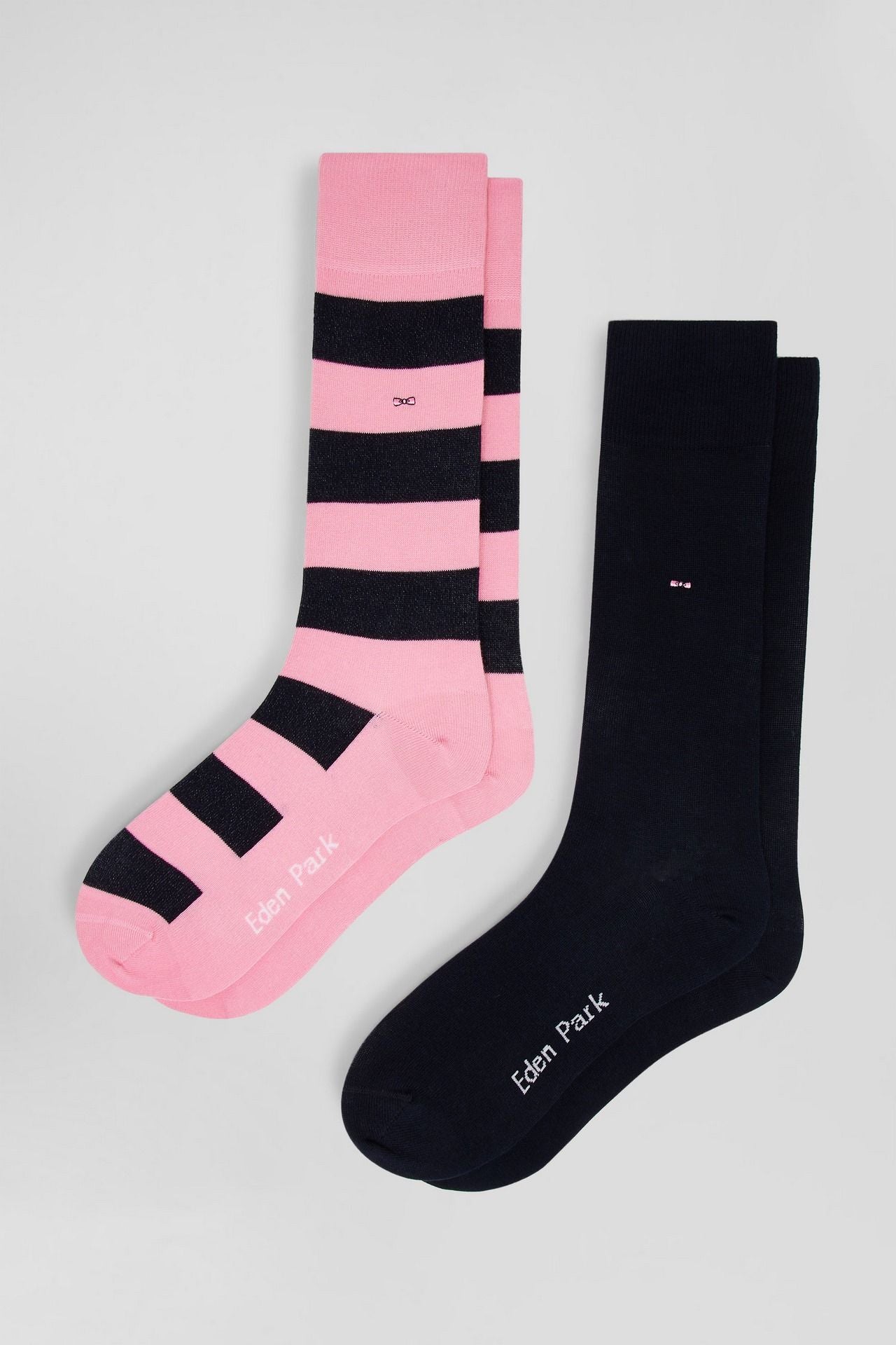 2 pack of stripey socks in pink and navy by Eden Park