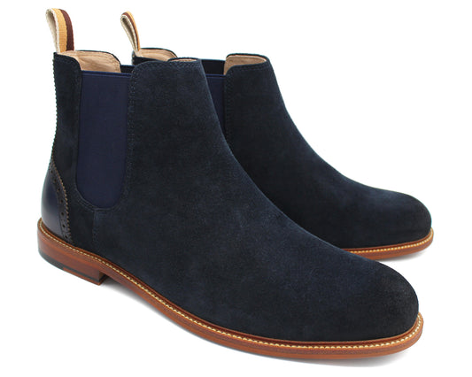 Leather and suede boot in navy by Sergio Duletti