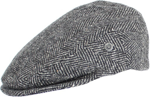 Tweed cap in dark grey by Bugatti